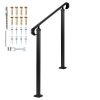 Handrails for Outdoor Steps, 2-3 Step Adjustable Height, Carbon Steel Transitional Handrail with Installation Kit, Exterior Hand Railing for Steps