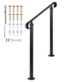 Handrails for Outdoor Steps, 2-3 Step Adjustable Height, Carbon Steel Transitional Handrail with Installation Kit, Exterior Hand Railing for Steps