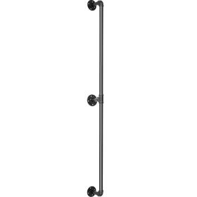 Pipe Stair Handrail, 6FT Staircase Handrail, 440LBS Load Capacity Carbon Steel Pipe Handrail, Industrial Pipe Handrail with Wall Mount Support