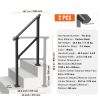 Handrails for Outdoor Steps, 2 PCS 2-3 Step Stair Hand Rail Kit, Transitional Carbon Steel Railings with Installation Kit, Stair Rails for Seniors