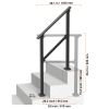 Handrails for Outdoor Steps, 2 PCS 2-3 Step Stair Hand Rail Kit, Transitional Carbon Steel Railings with Installation Kit, Stair Rails for Seniors